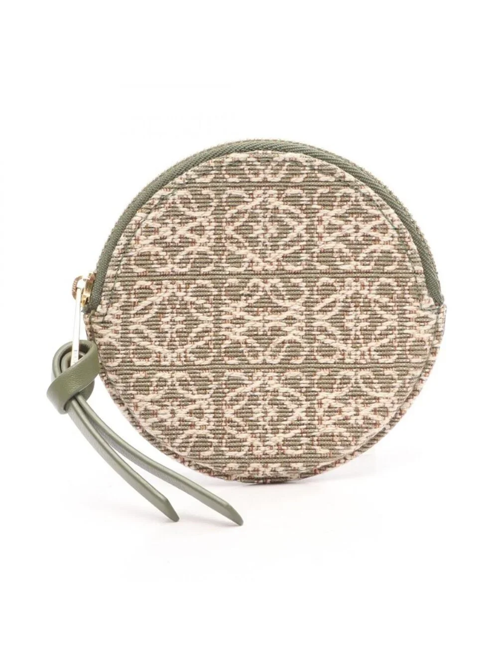 Loewe Coin Purse Cookie Key Charm Repeat Anagram Green Canvas Leather
